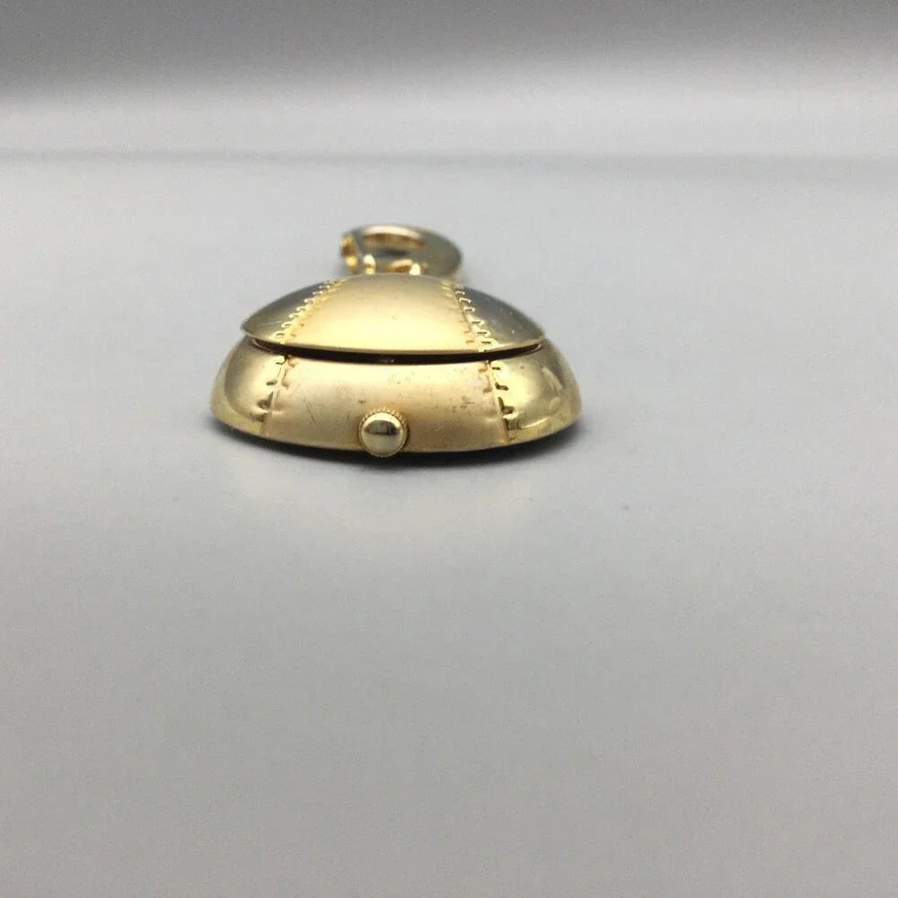 JQ-JQ Key Ring Watch Mens 31.4mm White Dial Gold Tone Baseball New Battery